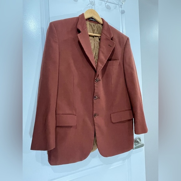 Beaver Brook Blazer Men’s Sz 42R Virgin Wool Career 3-Button Burnt Orange Colour - Picture 3 of 13